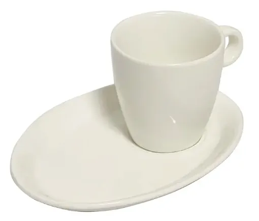 Imagen de Taza y plato de cafe de ceramica esmaltada oval 12x17cm taza 7