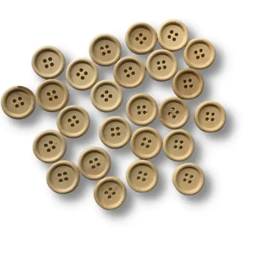 La Casa del Artesano-Botones de madera natural para manualidades de 15mms.  *25 unidades