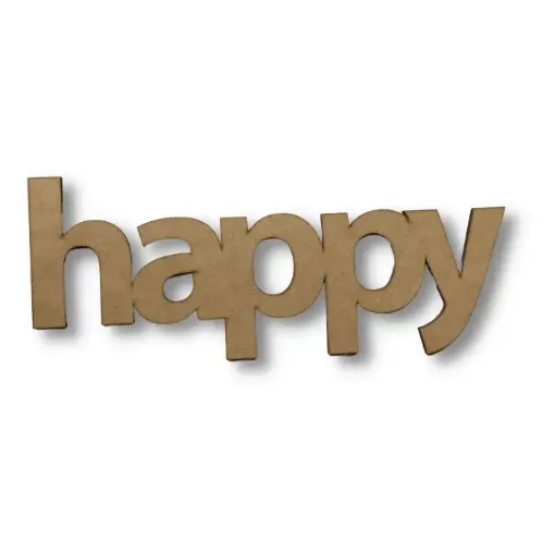 Imagen de Cartel de MDF corte laser Palabra "happy" de 24.5*9cms.