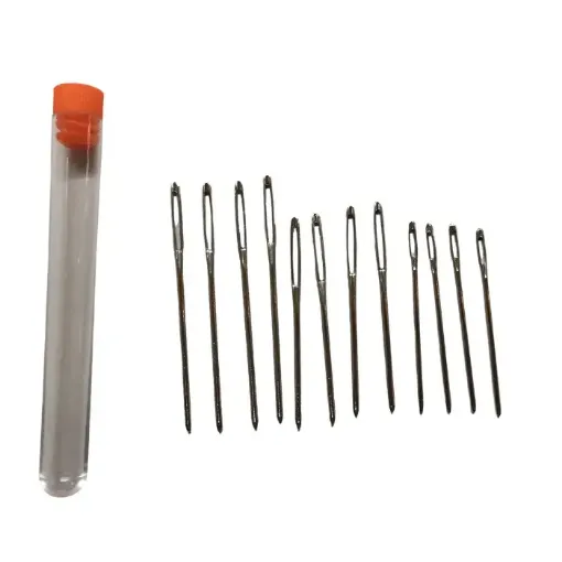 Imagen de Set de 12 agujas metalicas para lana en tubo 3 medidas diferentes (5,6,7cm:4c/u)
