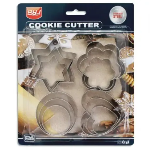 Imagen de Set de Molde cortantes galletitas de acero inoxidable formas geometricas *12 unidades 