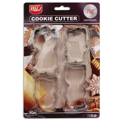 Imagen de Set de Molde cortantes galletitas de acero inoxidable forma gatitos de 8cms. *4unidades 