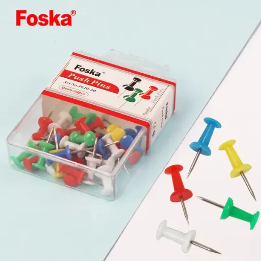 Imagen de Alfileres para mapa FOSKA Push Pins con cabeza de plastico de colores *30 unidades 