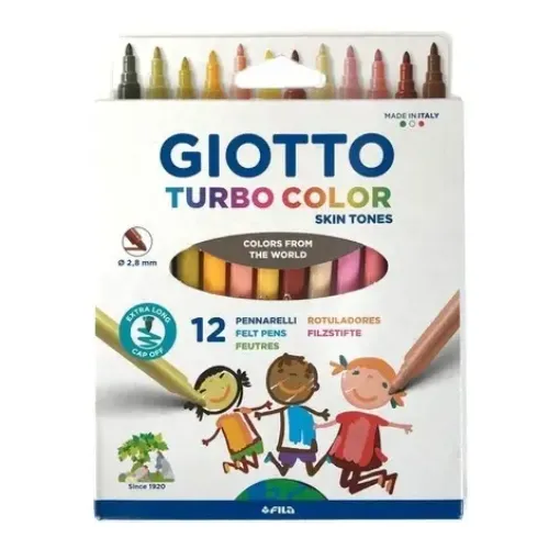 Imagen de Marcadores finos 2.8mms "GIOTTO" TURBO COLOR Skin tones caja de 12 colores piel
