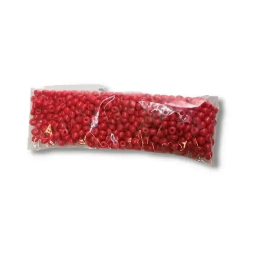 Imagen de Mostacillas grandes cuentas mostacillon 4x2.5mms en paquete de 50grs color Rojo opaco