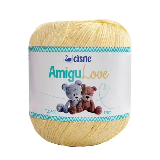 Imagen de Hilo de algodon crochet Amigulove CISNE TEX600 100gr.=170mts color Amarillo claro 00385