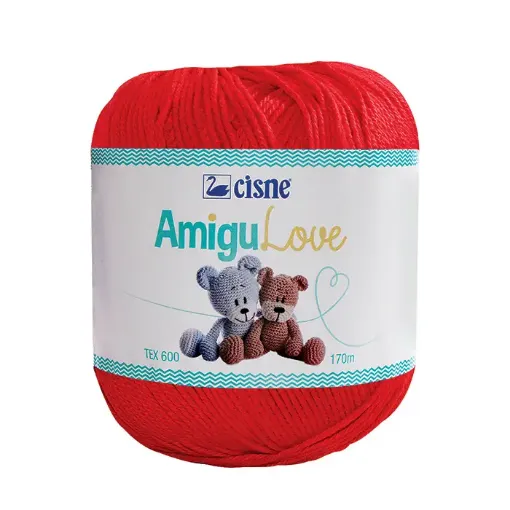 Imagen de Hilo de algodon crochet Amigulove CISNE TEX600 100gr.=170mts color Rojo 00046