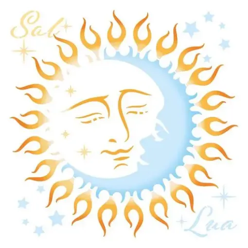 Imagen de Stencil marca LITOARTE de 20x20 cms. cod.STXX-207 Sol y luna