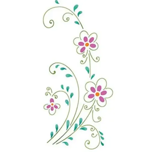 Imagen de Stencil marca LITOARTE de 6.5x17cms. cod. STP-155 Flores ramos y hojas