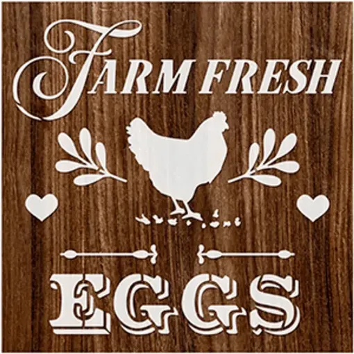 Imagen de Stencil marca LITOARTE de 14x14 cms. cod.STA-142 Eggs Farm Fresh