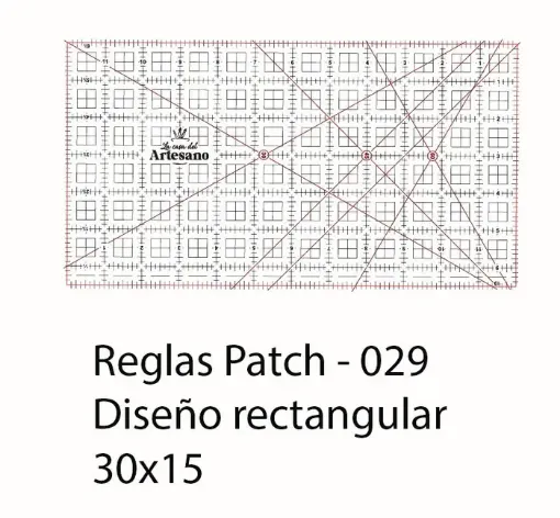 Imagen de Regla para Patchwork nro029 de acrilico quilting ruler LA CASA DEL ARTESANO modelo rectangular en pulgadas de 30*17cms