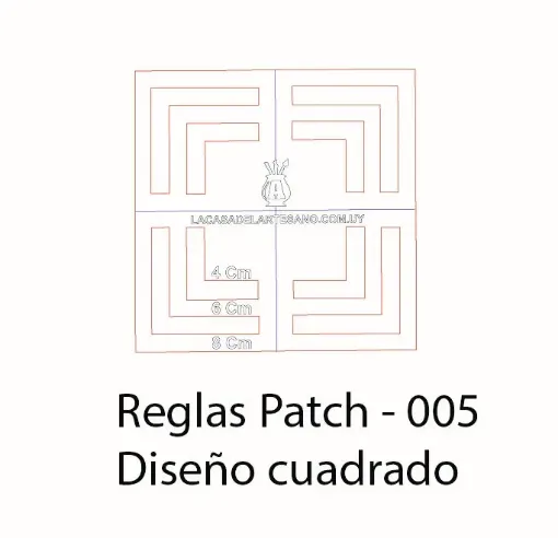 Imagen de Regla para Patchwork nro005 de acrilico quilting ruler LA CASA DEL ARTESANO modelo cuadrada de 8*8cms.cms