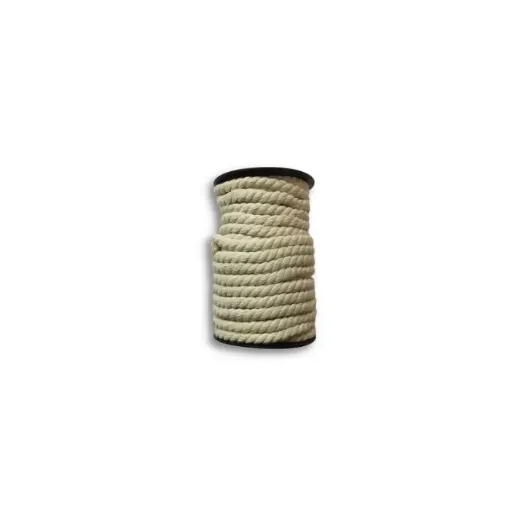 Imagen de Cuerda de algodon gruesa trenzada de 10mms de espesor rollo de 20mts color crudo