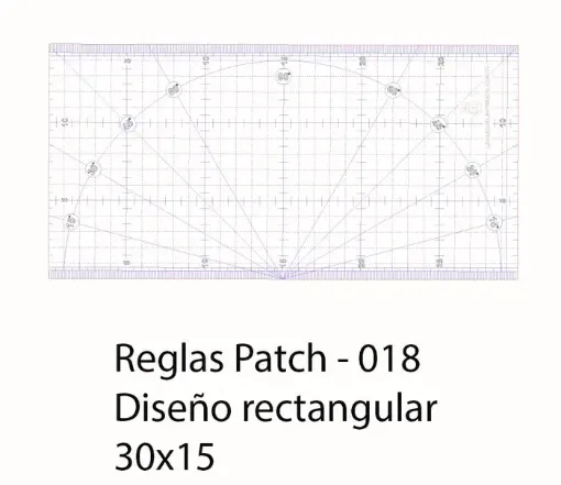 Imagen de Regla para Patchwork nro018 de acrilico quilting ruler LA CASA DEL ARTESANO modelo rectangular UV de 30*15cms. centimetrada nro018