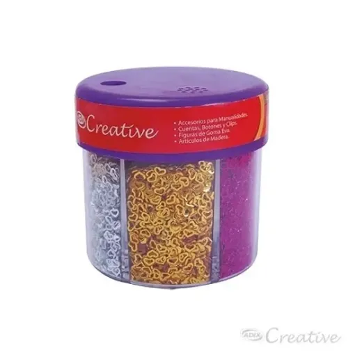 Imagen de Lentejuelas confetti con formas y colores varios ADIX CREATIVE en dosificador de 40grs.