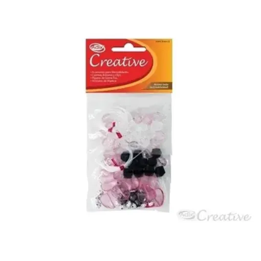 Imagen de Set de 63 cuentas ADIX CREATIVE rosa y negro con tansa