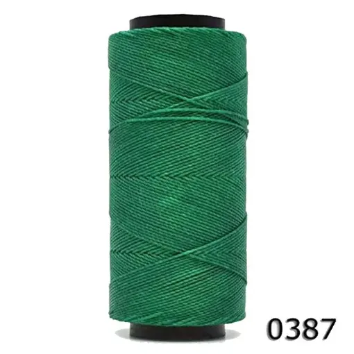 Imagen de Hilo cordon encerado fino 100% polyester 2 cabos cono de 100grs 150mts SETTANYL color 0387 Verde bandera