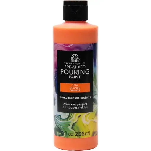 Imagen de Pouring Paint medio premezclado acrilico FOLKART *8oz 236ml color 7216 Orange Naranja