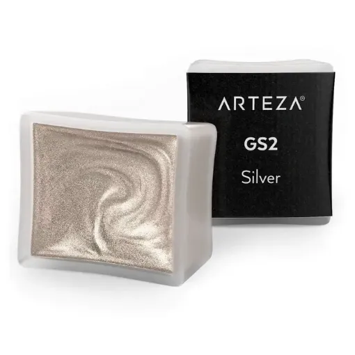 Imagen de Acuarela metalizada Premium en pastilla metallic water colors ARTEZA color A701 GS2 Silver