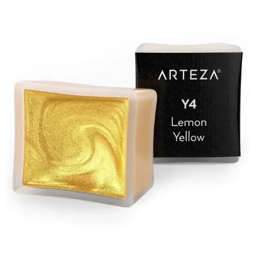 Imagen de Acuarela metalizada Premium en pastilla metallic water colors ARTEZA color A704 Y4 Lemon Yellow