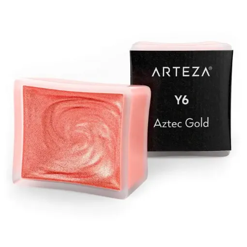 Imagen de Acuarela metalizada Premium en pastilla metallic water colors ARTEZA color A705 Y6 Aztec gold
