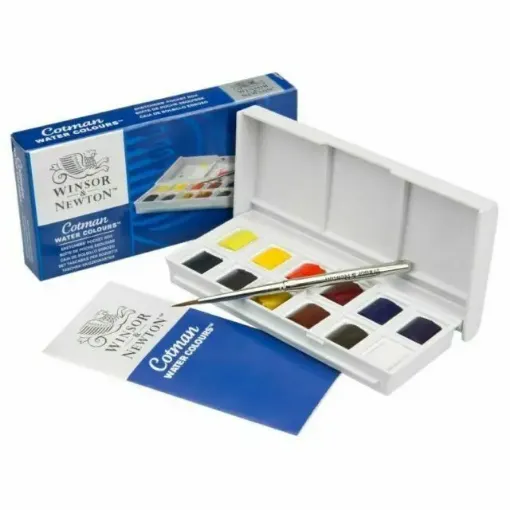 Imagen de Set de acuarelas "WINSOR & NEWTON" COTMAN mini Sketch pocket box *12 colores con pincel