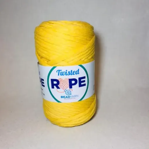 Imagen de Cordon grueso para macrame Twisted Rope "BEAD YARN" en madeja de 250grs=70mts aprox color amarillo fuerte