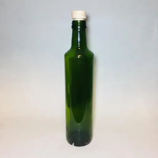 Imagen de Botella de vidrio Oliva color verde de 500ml. de 6*26.5cms. con tapon de corcho hongo integral sintetico