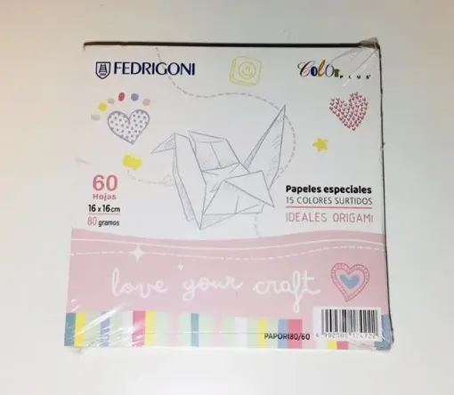 Imagen de Papel COLOR PLUS Fedrigoni 16x16cms 80grs x60 hojas de 15 colores diferentes ideal para Origami