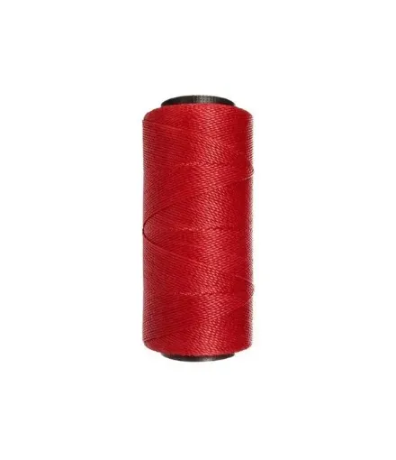 Imagen de Hilo cordon encerado fino 100% polyester 2 cabos cono de 100grs 150mts OLIMPO color 0233 rojo fuego