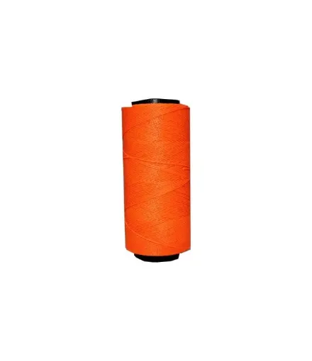 Imagen de Hilo cordon encerado fino 100% polyester 2 cabos cono de 100grs 150mts SETTANYL color 0393 naranja fluo