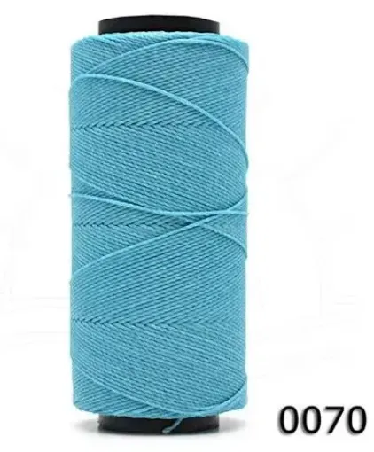 Imagen de Hilo cordon encerado fino 100% polyester 2 cabos cono de 100grs 150mts SETTANYL color 0070 celeste