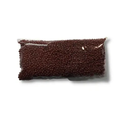 Imagen de Mostacillas chicas 2x1.5mms en paquete de 50grs color Marron oscuro opaco