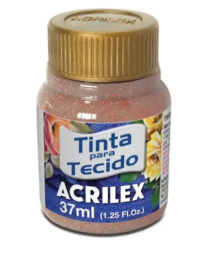 Imagen de Pintura para tela de algodon "ACRILEX" de 37ml. color con glitter 203 cobre