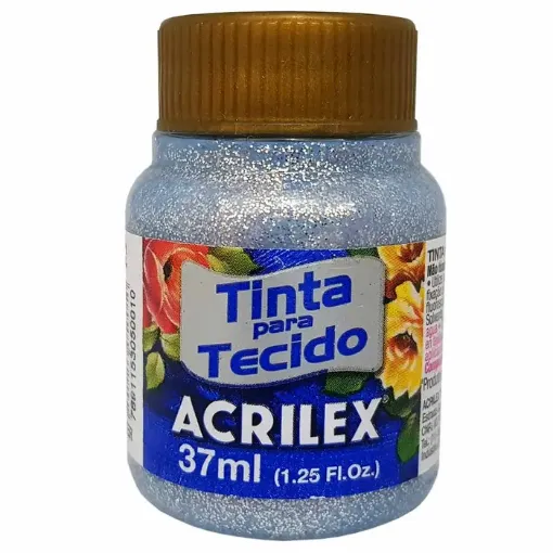 Imagen de Pintura para tela de algodon "ACRILEX" de 37ml. color con glitter 202 plata