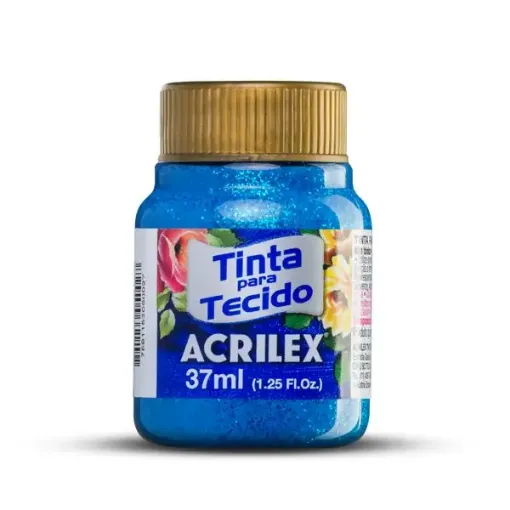 Imagen de Pintura para tela de algodon "ACRILEX" de 37ml. color con glitter 211 azul turquesa