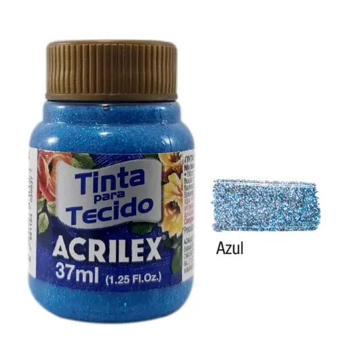 Imagen de Pintura para tela de algodon "ACRILEX" de 37ml. color con glitter 204 azul
