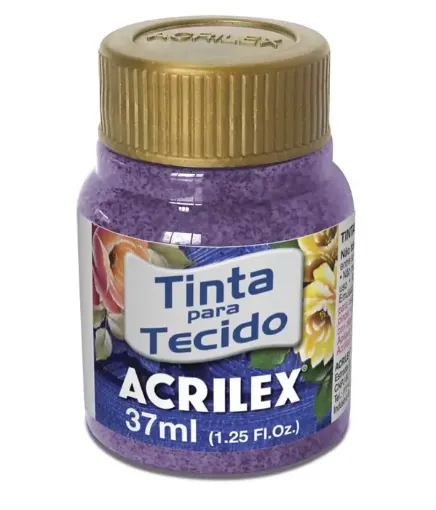 Imagen de Pintura para tela de algodon "ACRILEX" de 37ml. color con glitter 207 violeta
