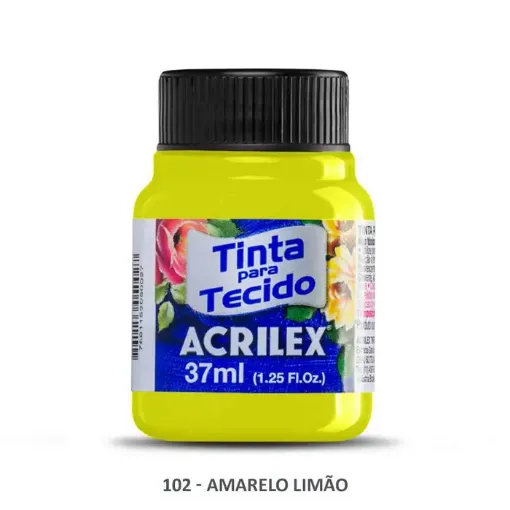 Imagen de Pintura para tela de algodon "ACRILEX" de 37ml. color fluorescente 102 amarillo limon