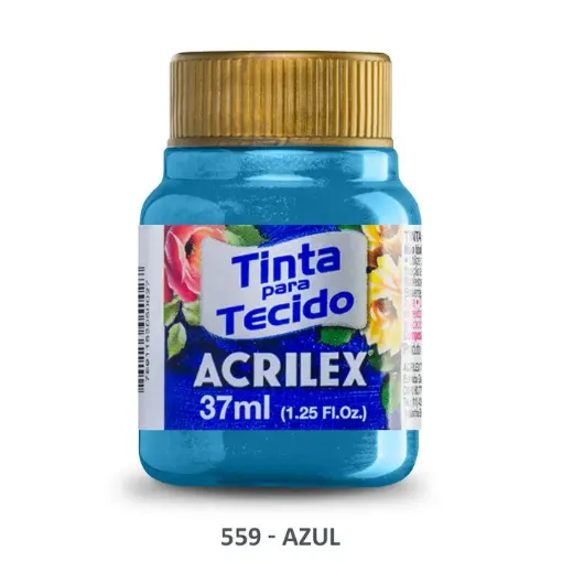 Imagen de Pintura para tela de algodon "ACRILEX" de 37ml. color metalizado 559 azul metalizado