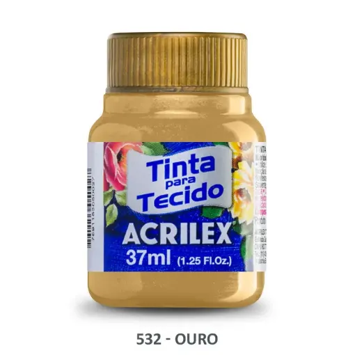 Imagen de Pintura para tela de algodon "ACRILEX" de 37ml. color metalizado 532 oro