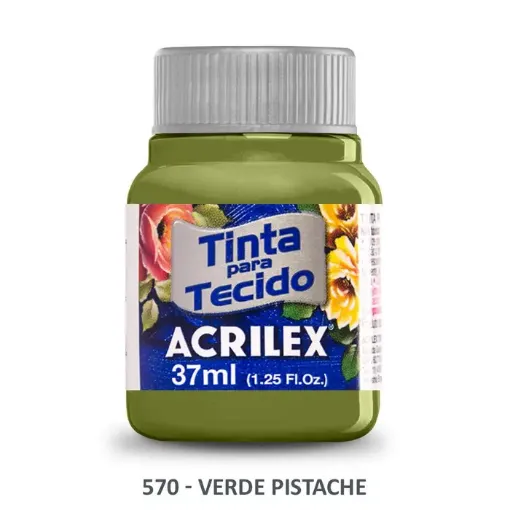 Imagen de Pintura para tela de algodon con terminacion mate "ACRILEX" de 37cc. color 570 verde pistacho