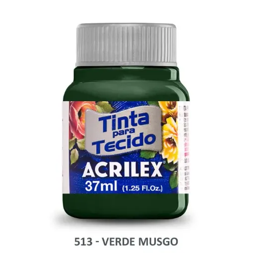 Imagen de Pintura para tela de algodon con terminacion mate "ACRILEX" de 37cc. color 513 verde musgo