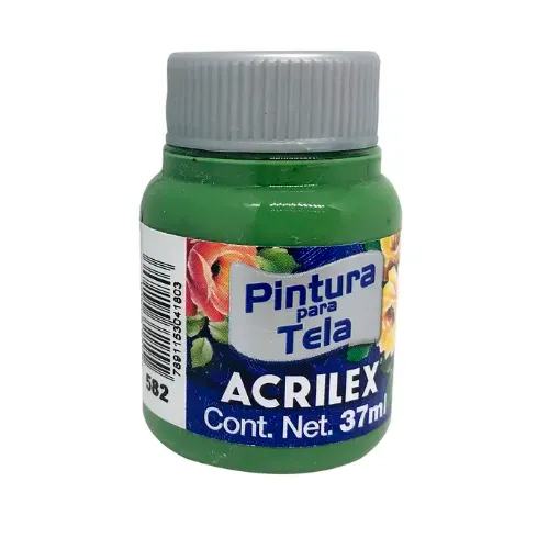 Imagen de Pintura para tela de algodon con terminacion mate "ACRILEX" de 37cc. color 582 verde grama