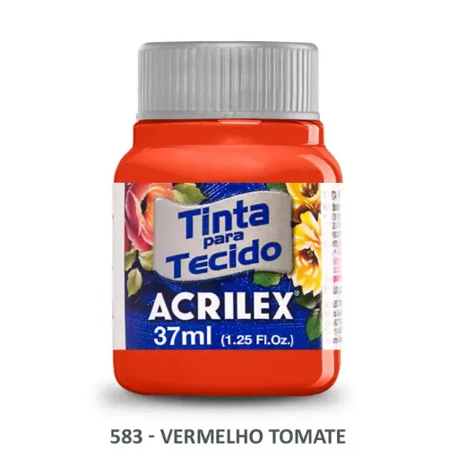 Imagen de Pintura para tela de algodon con terminacion mate "ACRILEX" de 37cc. color 583 rojo tomate