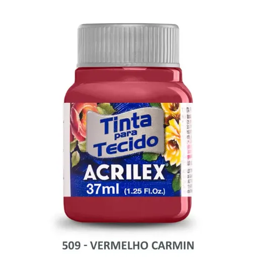 Imagen de Pintura para tela de algodon con terminacion mate "ACRILEX" de 37cc. color 509 rojo carmin