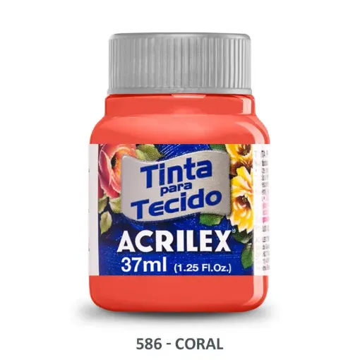 Imagen de Pintura para tela de algodon con terminacion mate "ACRILEX" de 37cc. color 586 coral