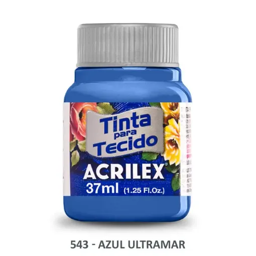 Imagen de Pintura para tela de algodon con terminacion mate "ACRILEX" de 37cc. color 543 azul ultramar
