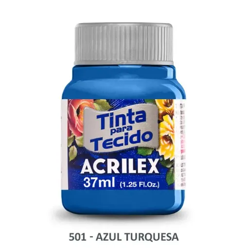 Imagen de Pintura para tela de algodon con terminacion mate "ACRILEX" de 37cc. color 501 azul turquesa