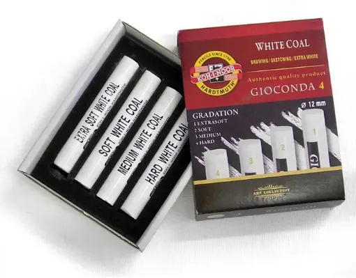 Imagen de Carbonillas extra blancas KOH-I-NOOR set de 4 graduaciones White Coal Gioconda